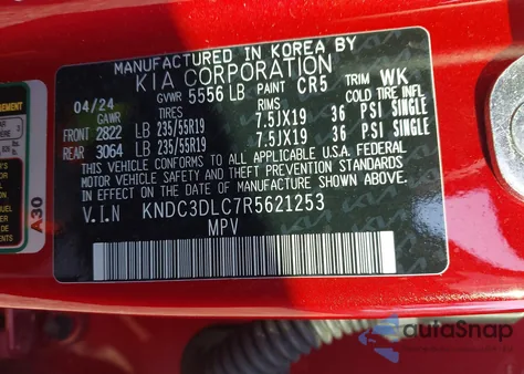 2024 Kia Ev6 Wind from USA, damaged, VIN KNDC3DLC7R5621253